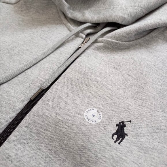 Polo Ralph Lauren Double-Knit Full-Zip Hoodie – Classic Grey Heather, Men’s Size - Picture 9 of 13